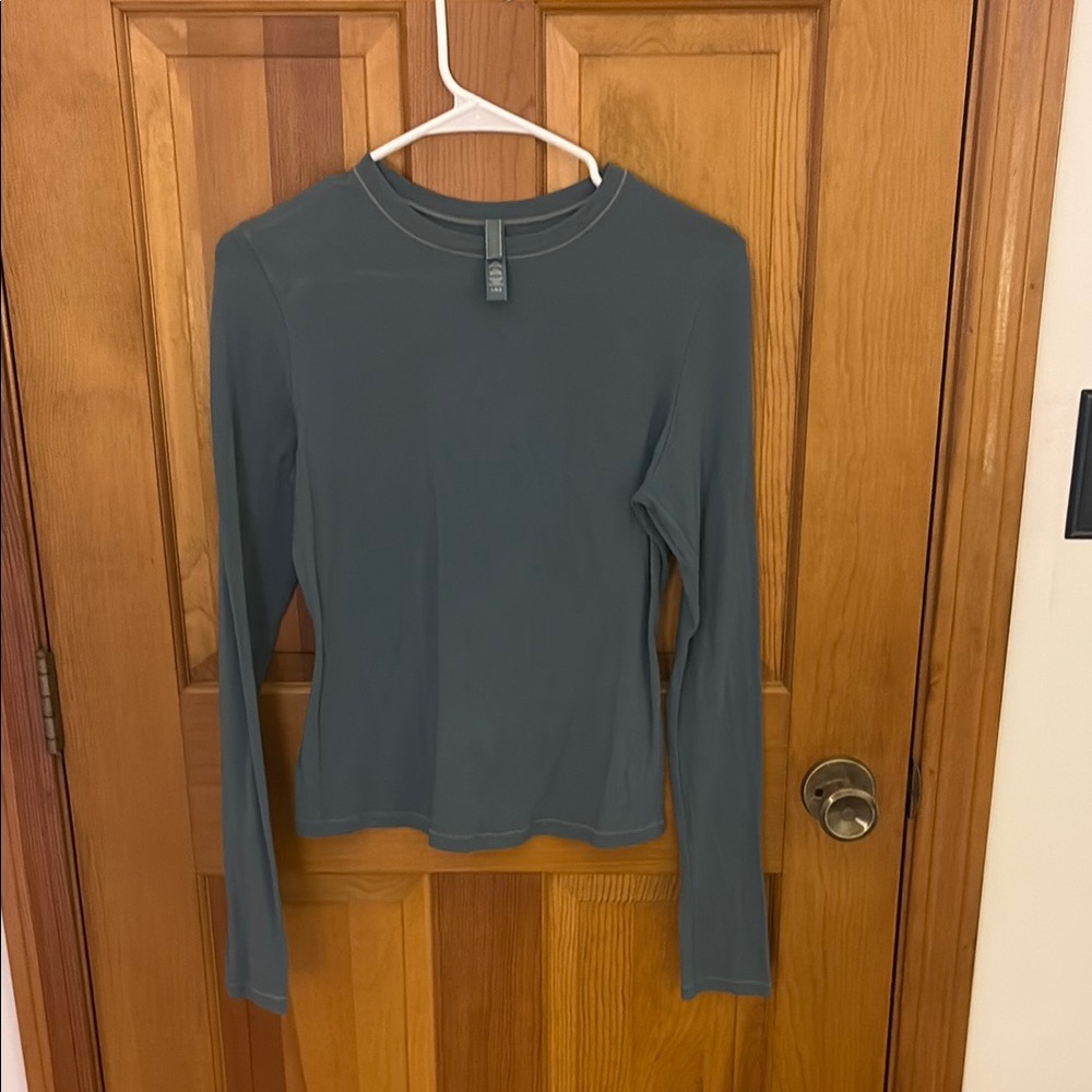 SKIMS Blue Fitted Long Sleeve Top